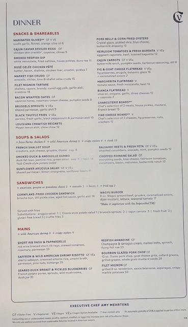 Dinner Menu