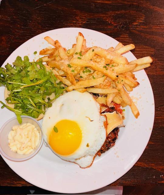 brunch burger truffle fries egg
